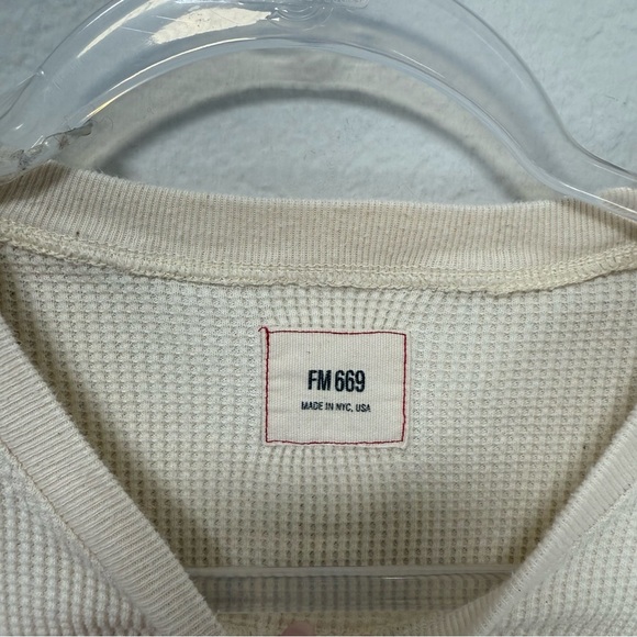 FM 669 Anthony Waffle Long Sleeve Shirt Natural Size Small - Picture 5 of 5